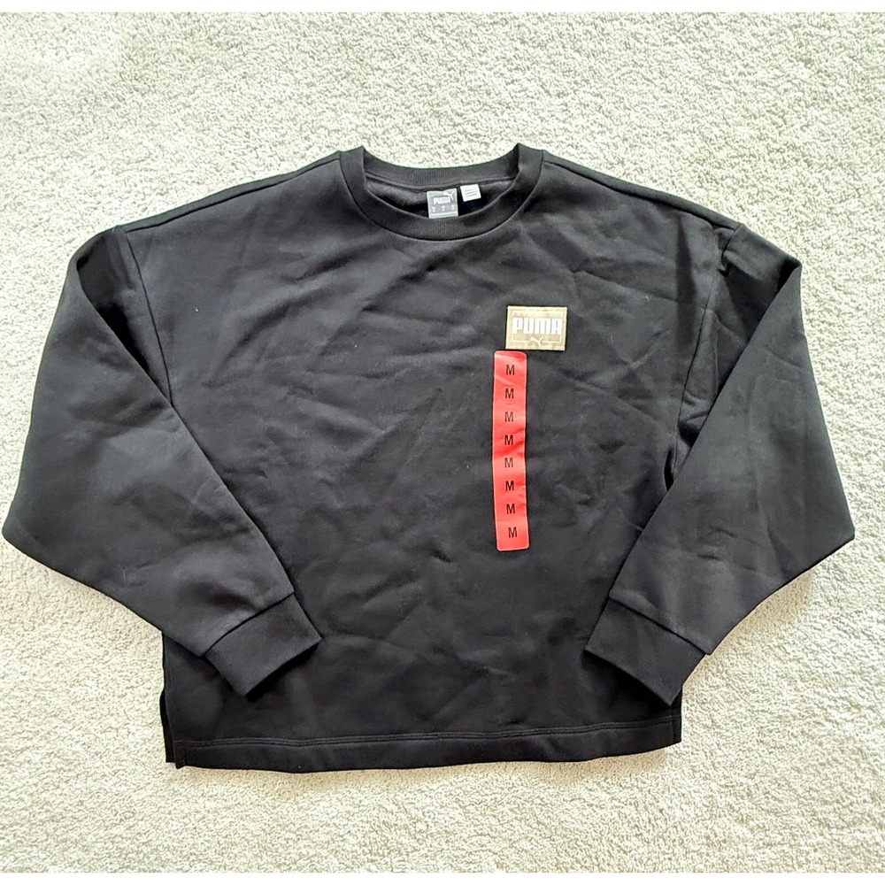 Puma Women's Fleece‎ Crewneck Pullover Black Medium Sweatshirt